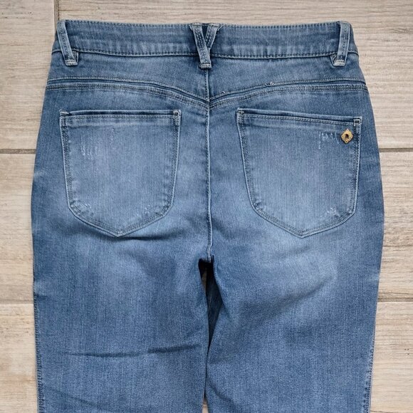 Democracy Ab Solutions Straight Crop Jeans Chunky Hem Seam Lightly Distressed 4P - Picture 4 of 8